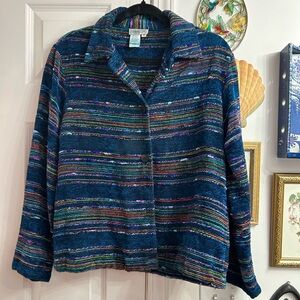 Multicolored cottage core striped Coldwater Creek size medium Jacket